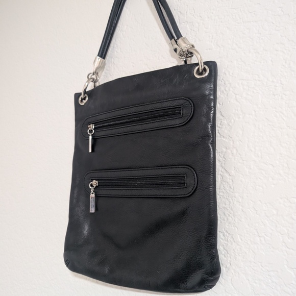 margot Black Pebbled Slouchy Double Strap Bag - Picture 3 of 7